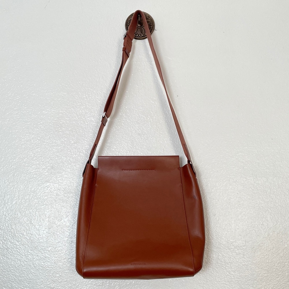 Everlane The Form Bag Cognac Brown Leather Crossbody Shoulder Bag Made in Italy